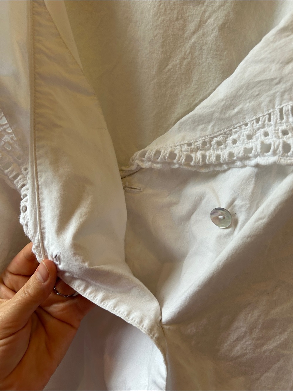 ZARA White Cotton Lace-Trim Peasant Blouse - Picture 7 of 9